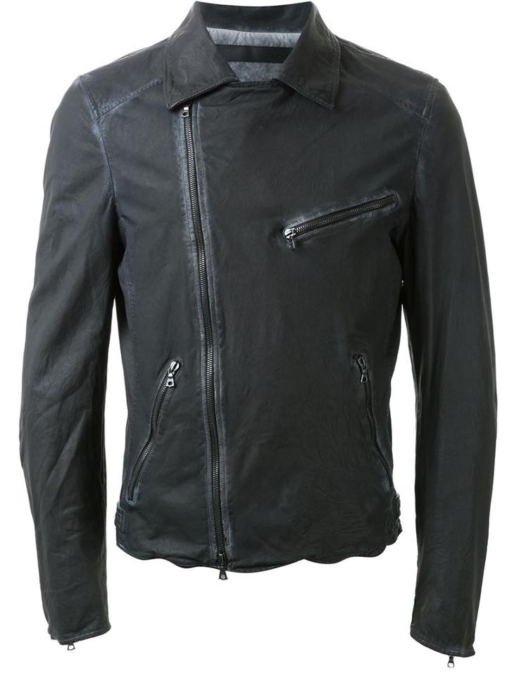 Drome Asymmetric Zip Jacket, Men's, Size: Large, Black, Leather