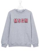 Msgm Kids Logo Appliqué Sweatshirt, Girl's, Size: 14 Yrs, Grey