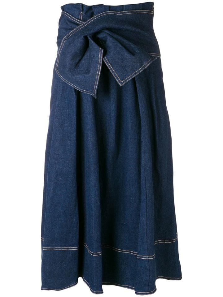 Ulla Johnson Wrap Waist Denim Midi Skirt - Blue