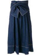 Ulla Johnson Wrap Waist Denim Midi Skirt - Blue