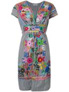 P.a.r.o.s.h. - Striped Embroidered Dress - Women - Cotton/polyamide/spandex/elastane - L, Black, Cotton/polyamide/spandex/elastane