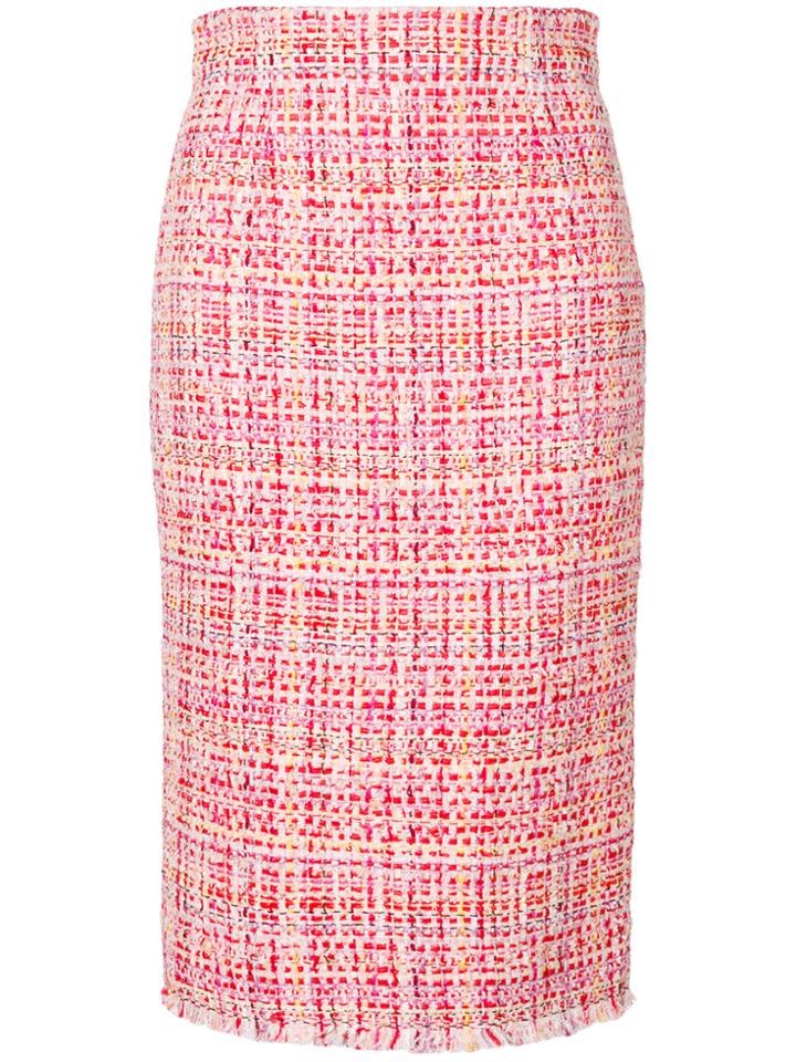 Alexander Mcqueen Tweed Pencil Skirt - Red