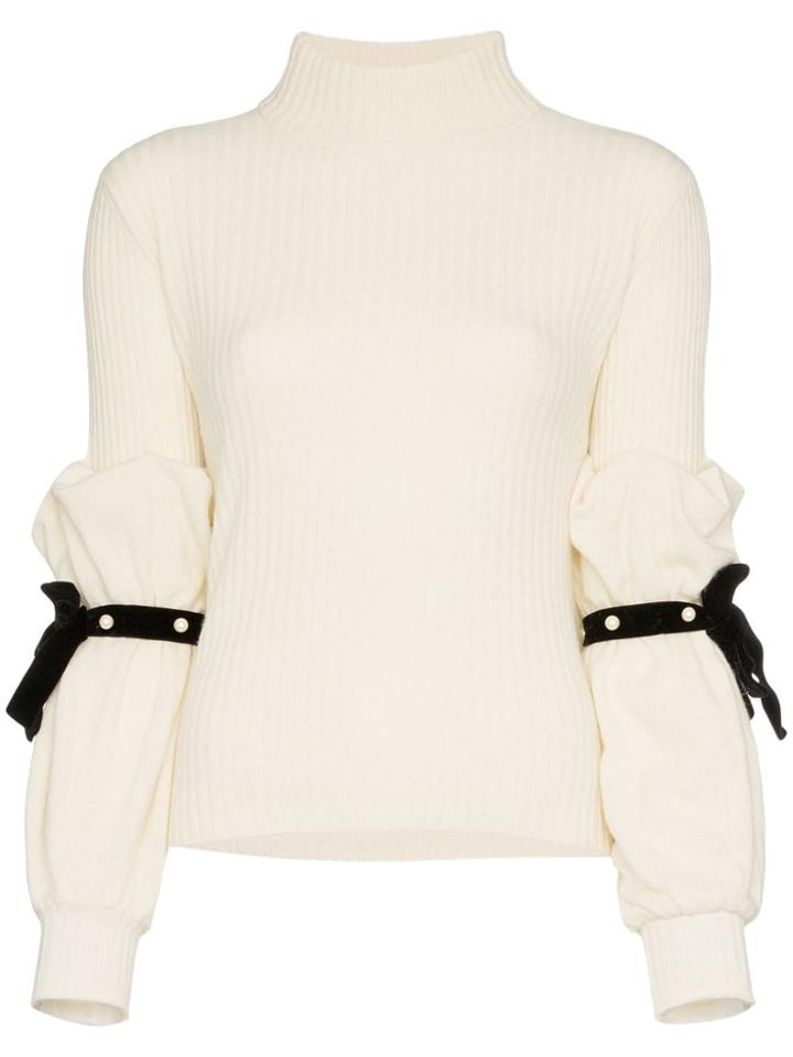Philosophy Di Lorenzo Serafini Pearl Ribbon Sleeve Rollneck Jumper -