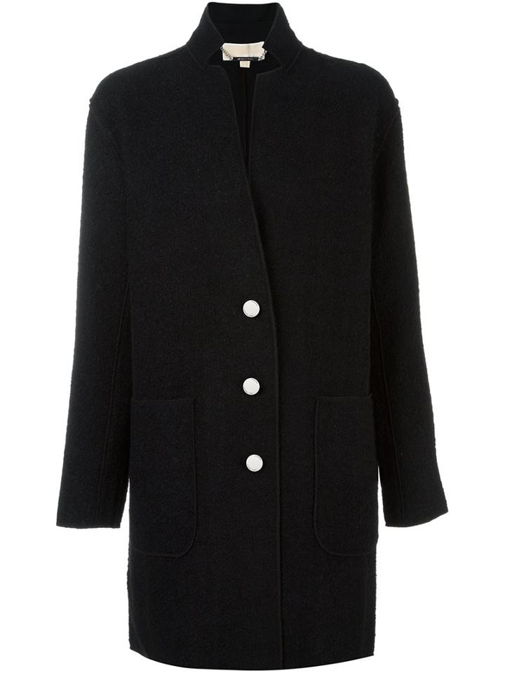 Michael Michael Kors Single Breasted Coat, Women's, Size: Small, Black, Cotton/acrylic/nylon/wool