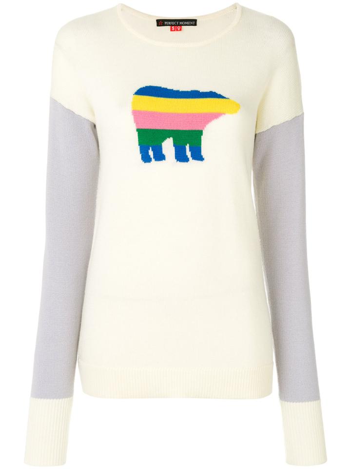 Perfect Moment Bear Crew Neck Sweater - White