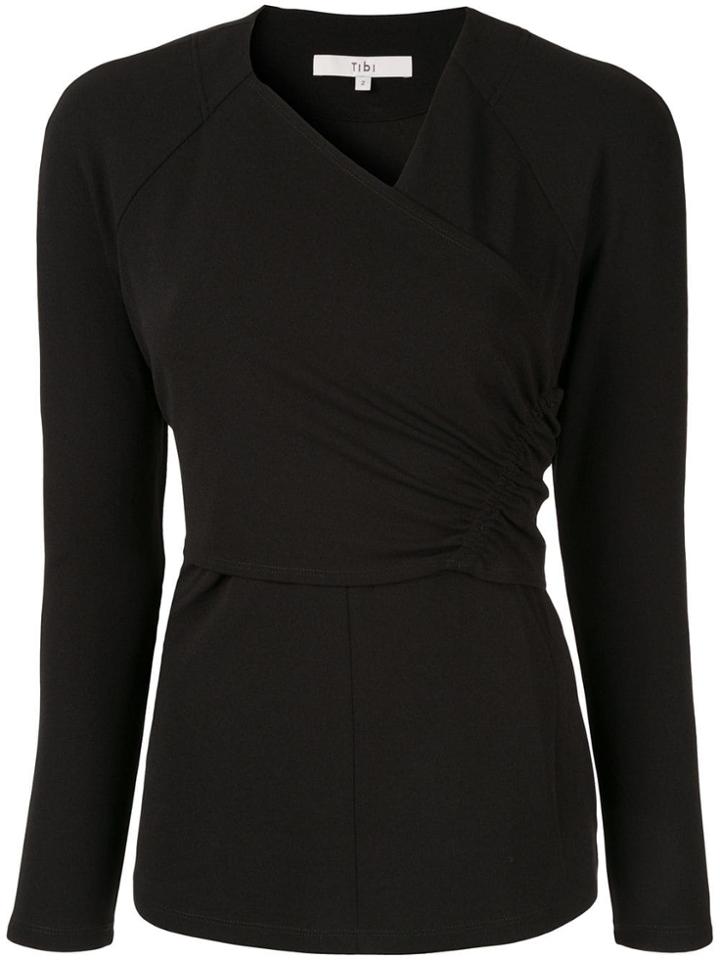 Tibi Structured V-neck Blouse - Black