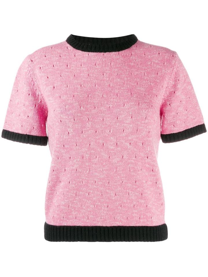 Cashmere In Love Short Sleeved Knitted Top - Pink