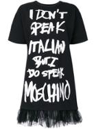 Moschino Slogan Printed T-shirt Dress - Black