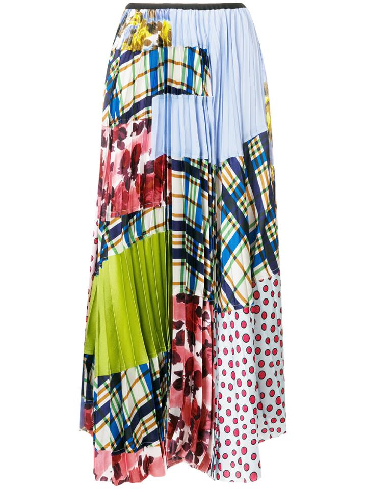 Marni Patched Pleated Midi Skirt - Multicolour