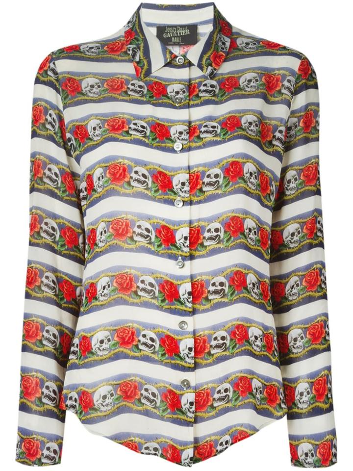 Jean Paul Gaultier Vintage Skull Print Shirt - Blue