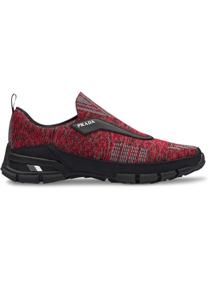 Prada Crossection Knit Sneakers - Red
