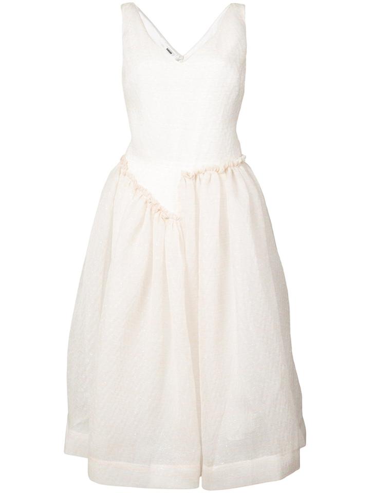 Jourden V-neck Flared Dress - White
