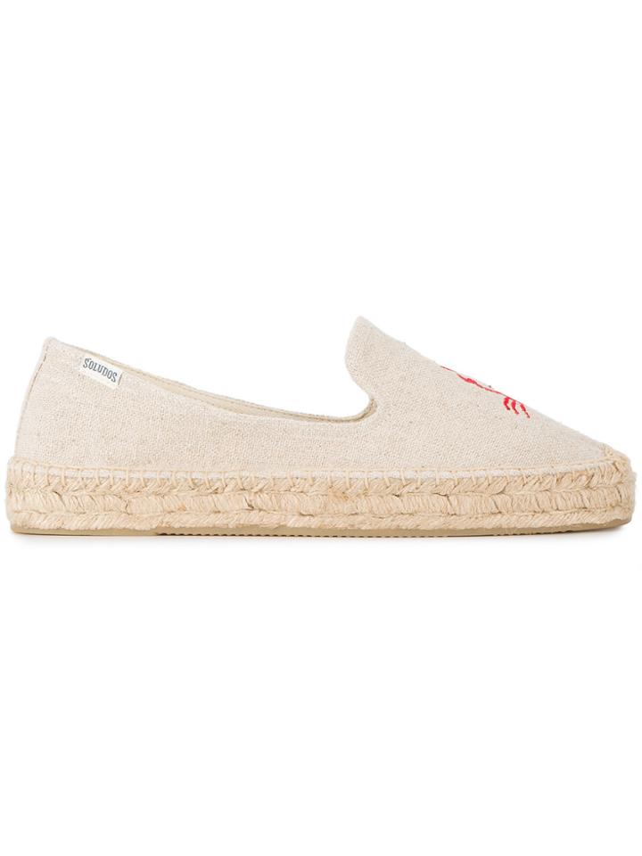 Soludos Lobster And Crab Embroidered Espadrilles - Nude & Neutrals