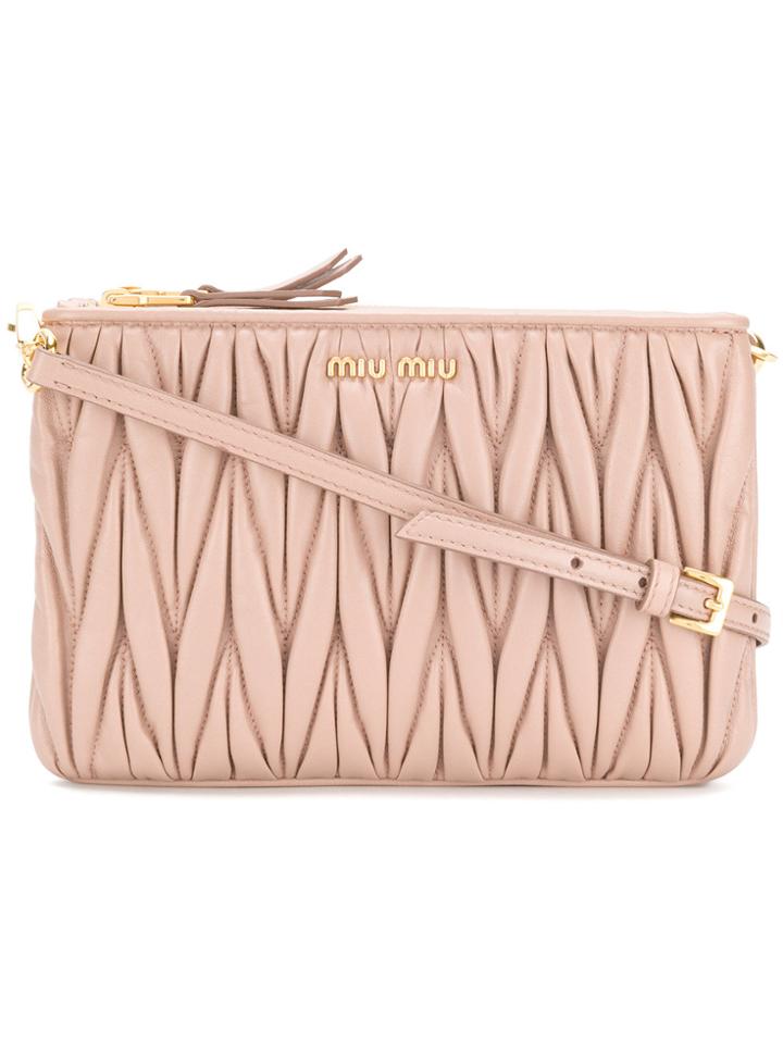 Miu Miu Double Zip Crossbody Bag - Pink & Purple
