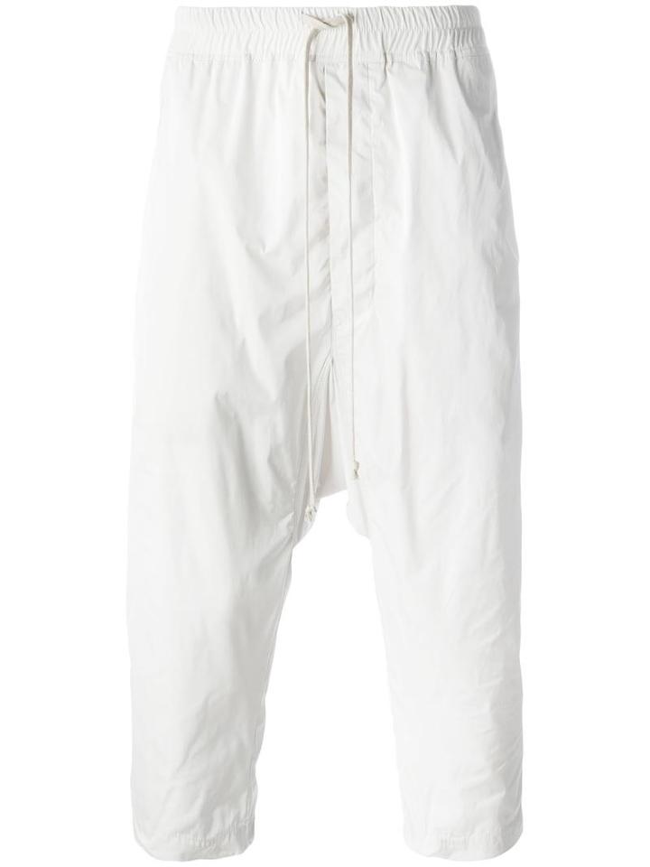 Rick Owens Drop-crotch Cropped Track Pants, Men's, Size: 50, Grey, Polyester