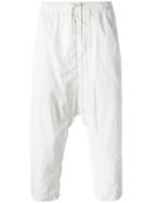 Rick Owens Drop-crotch Cropped Track Pants, Men's, Size: 50, Grey, Polyester