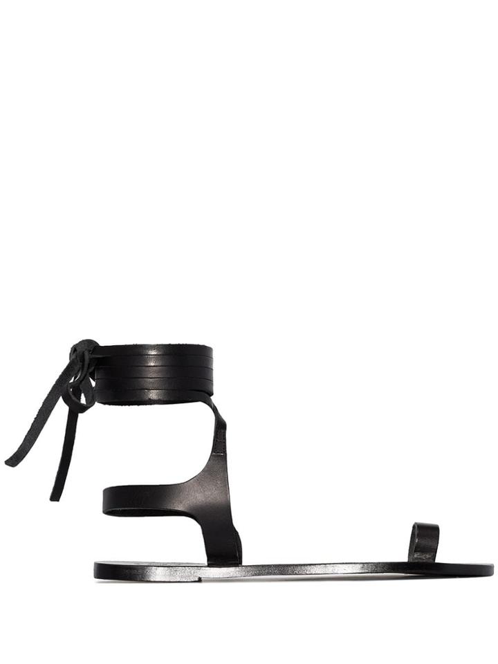 Atp Atelier Candela Flat Leather Sandal - Black
