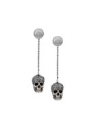 Alexander Mcqueen Skull Embellished Drop Earrings - Silver