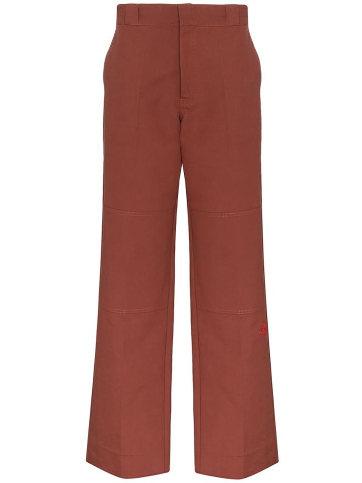 Raf Simons Knee Patch Straight Leg Trousers - Red