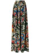 Richard Quinn Dragon Print Palazzo Trousers - Green