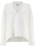 Le Kasha High-low Hem V-neck Sweater - White