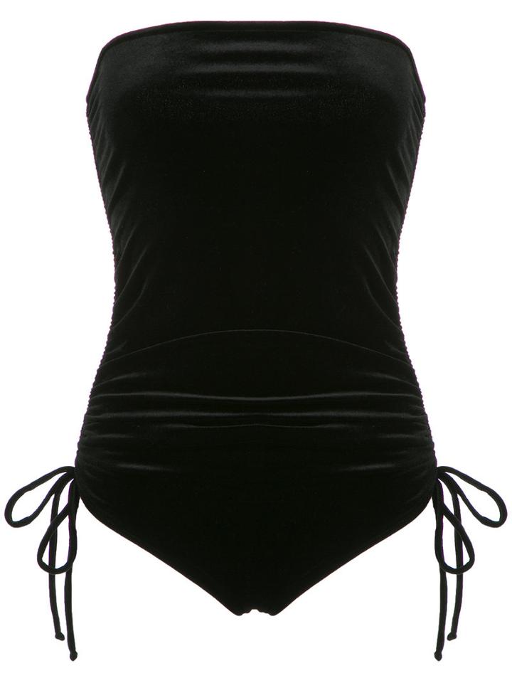 Adriana Degreas - Velvet Bodysuit - Women - Polyester/spandex/elastane - P, Black, Polyester/spandex/elastane