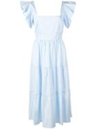 Callipygian Poplin Tiered Dress - Blue