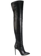Casadei Casadei X Lena Perminova Otk Pointed Toe Leather Boots - Black