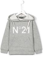 No21 Kids Logo Print Hooded Sweatshirt, Boy's, Size: 8 Yrs, Grey