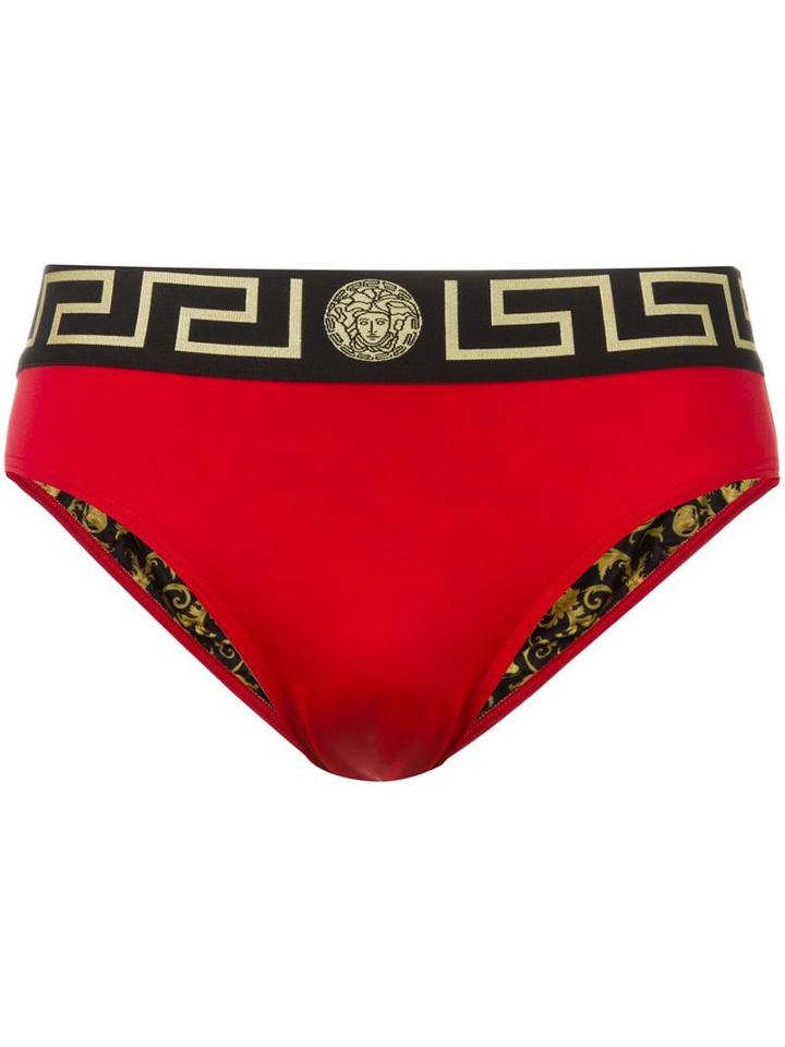Versace Greek Key Medusa Swim Briefs, Men's, Size: 5, Polyamide/spandex/elastane