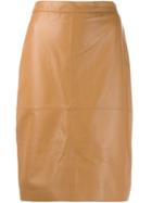 Federica Tosi High Waisted Leather Skirt - Neutrals