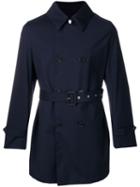 Mackintosh Navy Wool Storm System Short Trench Coat Gm-005bs - Blue