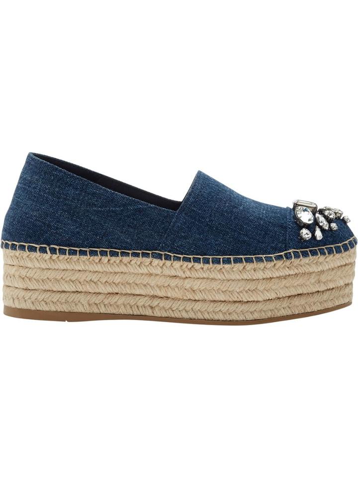 Miu Miu Embellished Flatform Espadrilles - Blue