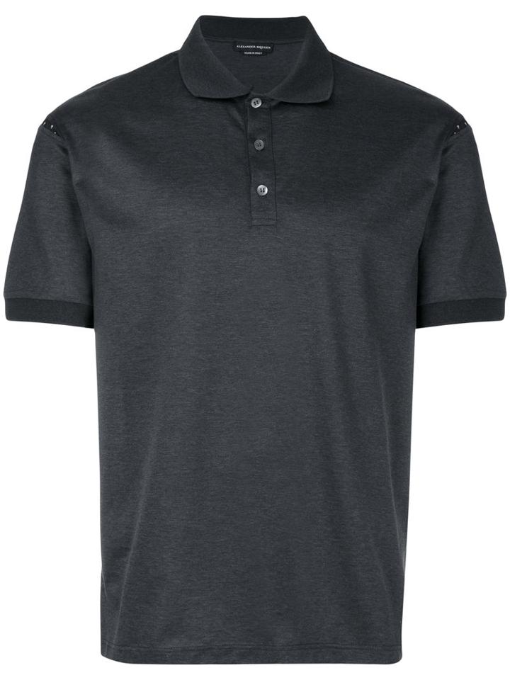 Alexander Mcqueen - Skull Insert Polo Shirt - Men - Cotton - Xxl, Grey, Cotton