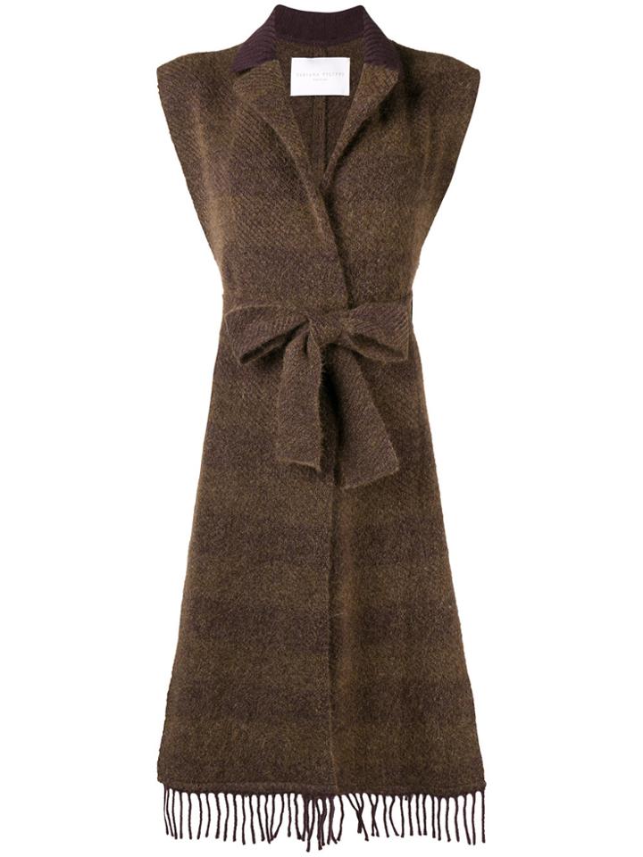 Fabiana Filippi Belted Sleeveless Cardi-coat - Brown