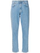 Moschino Cropped Buttoned Boyfriend Jeans - Blue