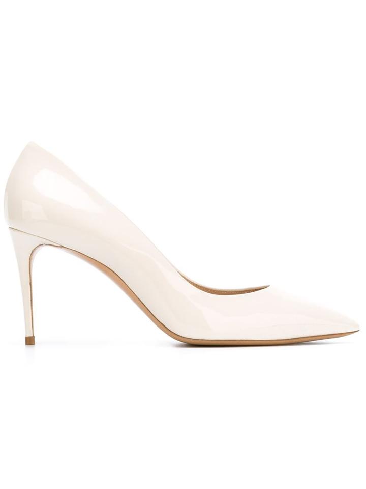 Casadei Pointed Toe Pumps, Women's, Size: 39, White, Leather/patent Leather