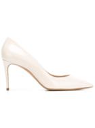 Casadei Pointed Toe Pumps, Women's, Size: 39, White, Leather/patent Leather