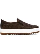 Salvatore Ferragamo Lucca 2 Sneakers, Men's, Size: 6.5, Brown, Nylon/leather/rubber
