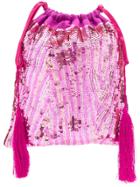 Attico Sequinned Pouch Bag - Pink & Purple