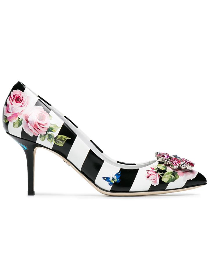 Dolce & Gabbana Floral Print Striped 60 Pumps - Multicolour