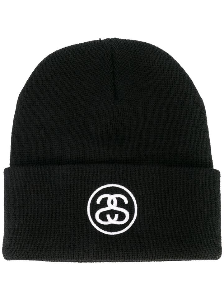 Stussy Embroidered Logo Knit Beanie - Black