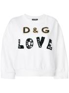 Dolce & Gabbana Love Metallic Embellished Sweatshirt - White