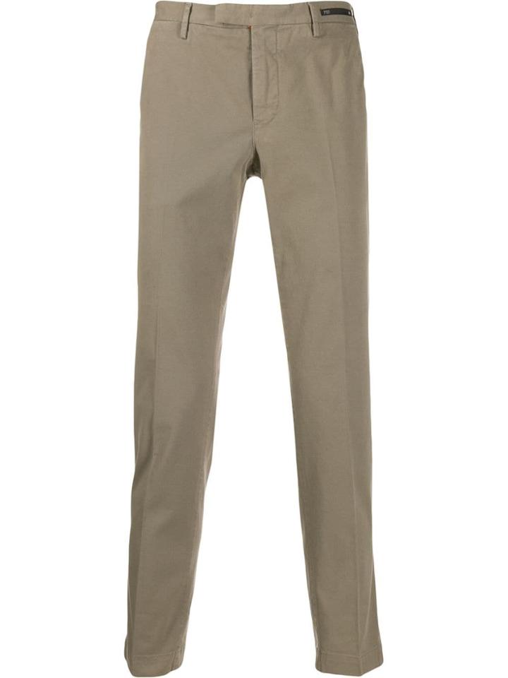 Pt01 Cropped Textured Trousers - Neutrals