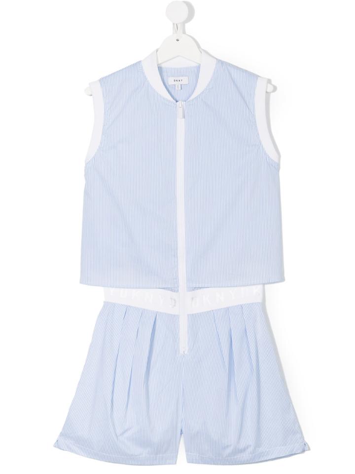 Dkny Kids Sleeveless Striped Playsuit - Blue
