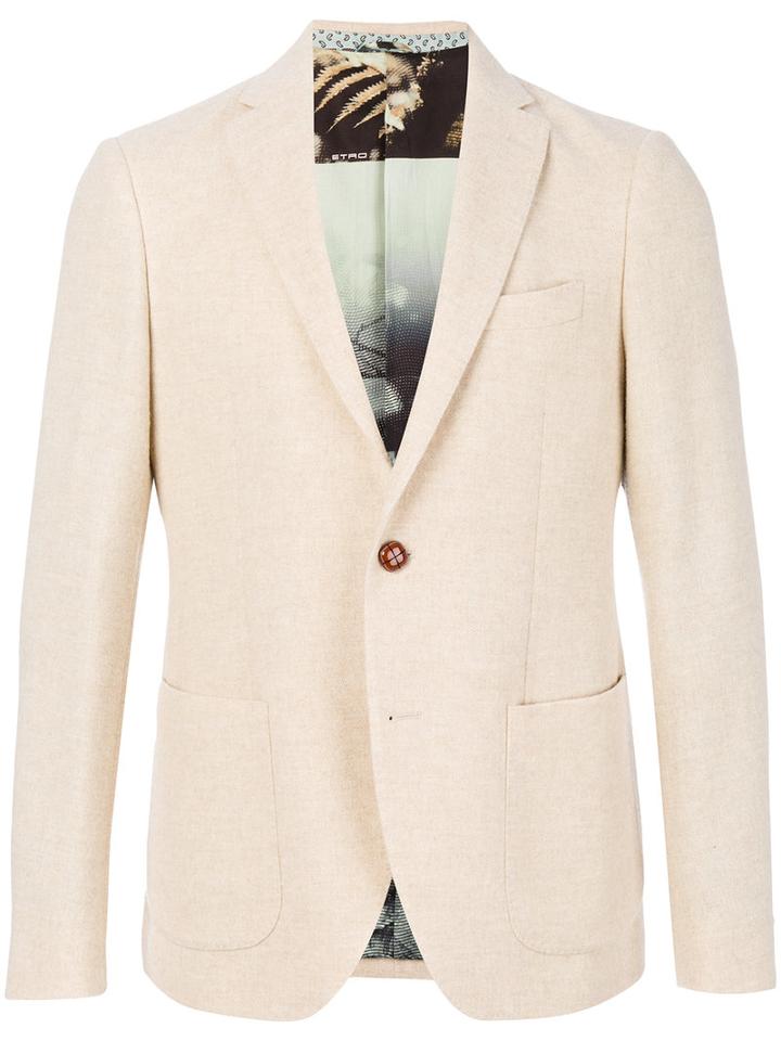 Etro - Patch Pockets Blazer - Men - Cotton/polyamide/spandex/elastane/virgin Wool - 50, Nude/neutrals, Cotton/polyamide/spandex/elastane/virgin Wool