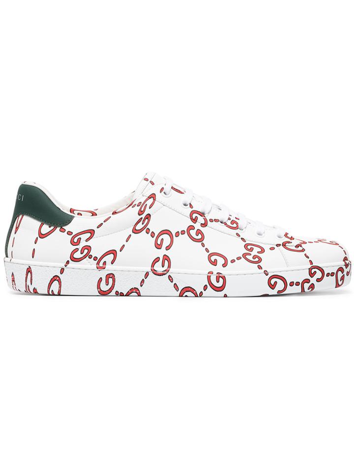 Gucci Ace Gg Supreme Print Sneakers - White