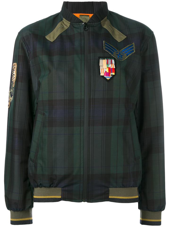 Mr & Mrs Italy - Plaid Print Bomber Jacket - Women - Cotton/polyamide/polyester/wool - Xxs, Blue, Cotton/polyamide/polyester/wool