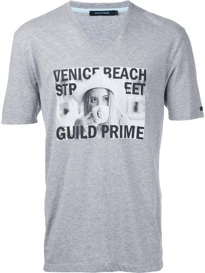 Guild Prime - Venice Beach V-neck T-shirt - Men - Cotton - 2, Grey, Cotton