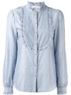 Vanessa Bruno Striped Bib Shirt, Women's, Size: 36, Blue, Cotton/lyocell
